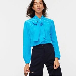 J Crew Black Label Bow Tie Up Blouse